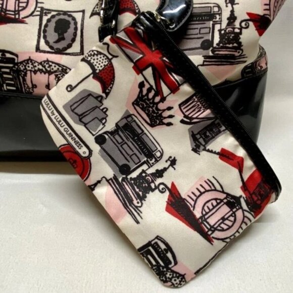 LULU by Lulu Guinness London Hand Bag Purse White Red Black Print Tote & Pouch - Picture 4 of 14